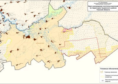 Карта размещения охотопользователей на территории Зырянского района Томской области